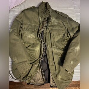 #Exclusive #AlphaIndustries #Distressed #Army #Coat #Double #Installation #Large